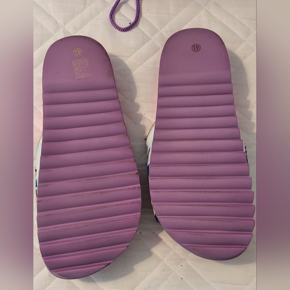 Irregular Choice Pink and Purple Slide Sandals with Cartoon Print - Picture 3 of 4